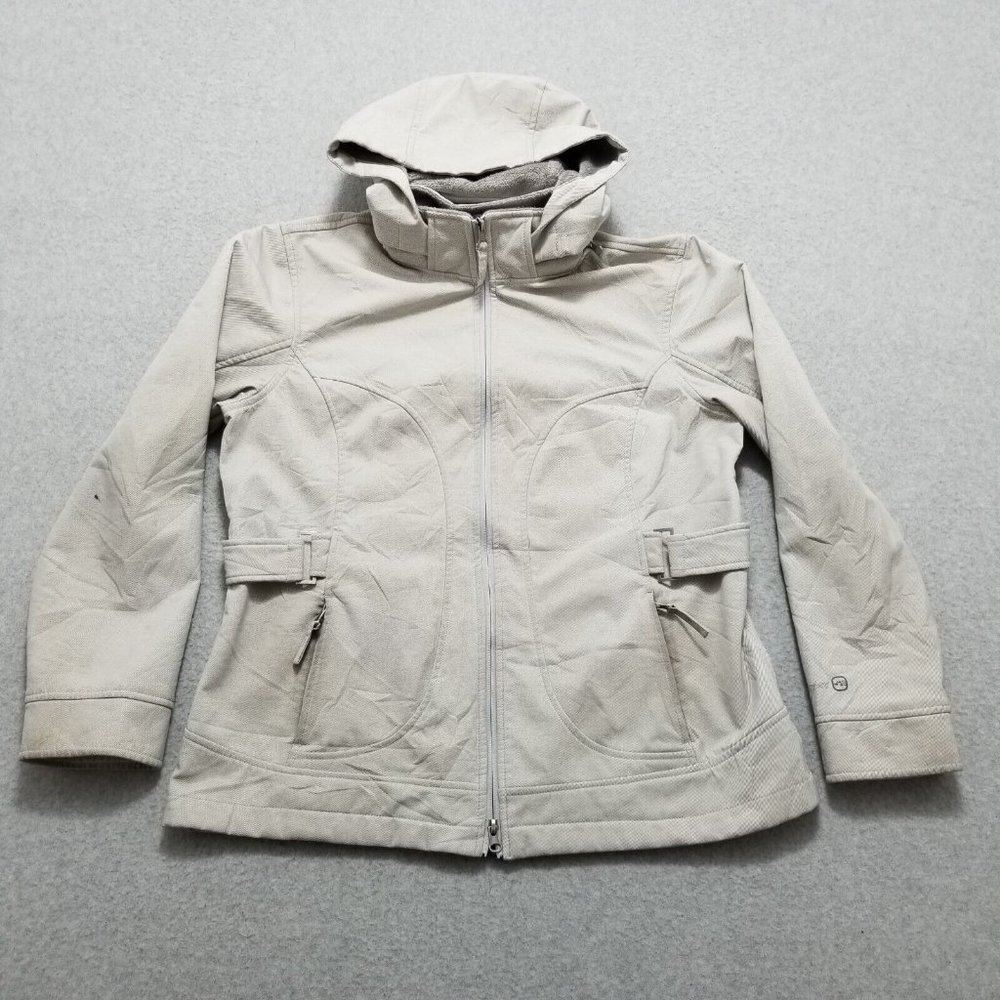 Free Country Jacket Womens Large Gray Full Zip Pockets Hooded Outdoor